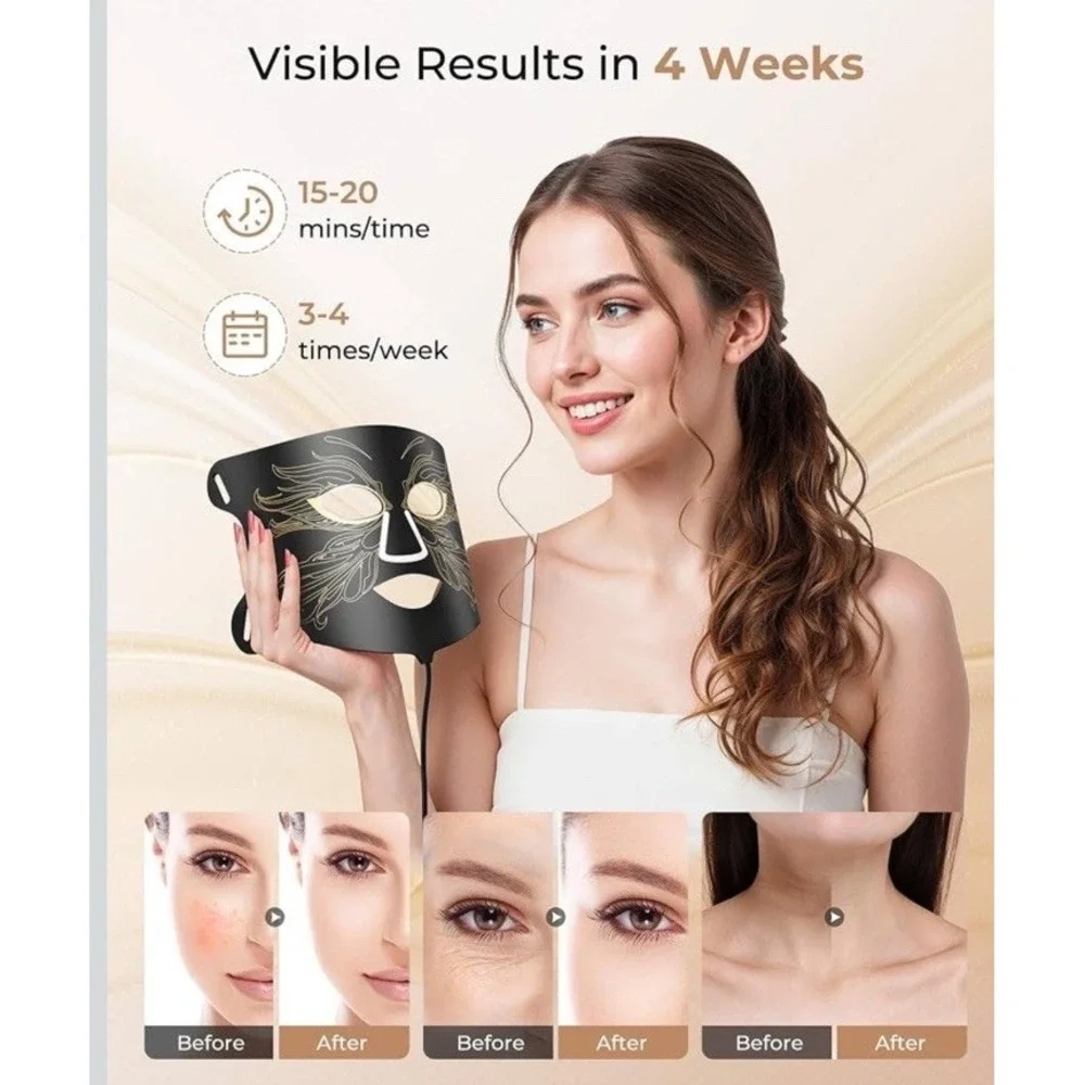 (33Lovsheme LED Face Mask Light Therapy, Enhance Red Light Therapy Mask for Face